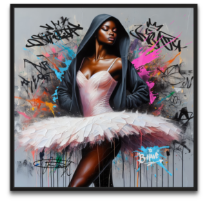 "Beauty and the Beat #4 artwork af byFrank - et kunstværk der fejrer foreningen af det rå og det feminine"