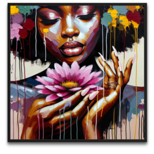 "Blooming Beauty artwork af byFrank - et kunstværk om naturlig udfoldelse og skønheden i at blomstre i sit eget tempo"