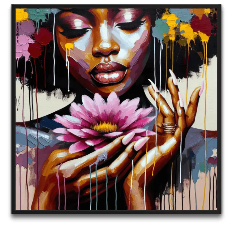 "Blooming Beauty artwork af byFrank - et kunstværk om naturlig udfoldelse og skønheden i at blomstre i sit eget tempo"
