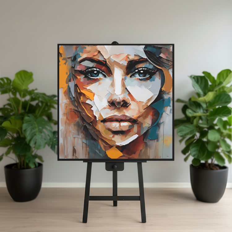 Earth tones 100x100 cm lærred - Udstilling