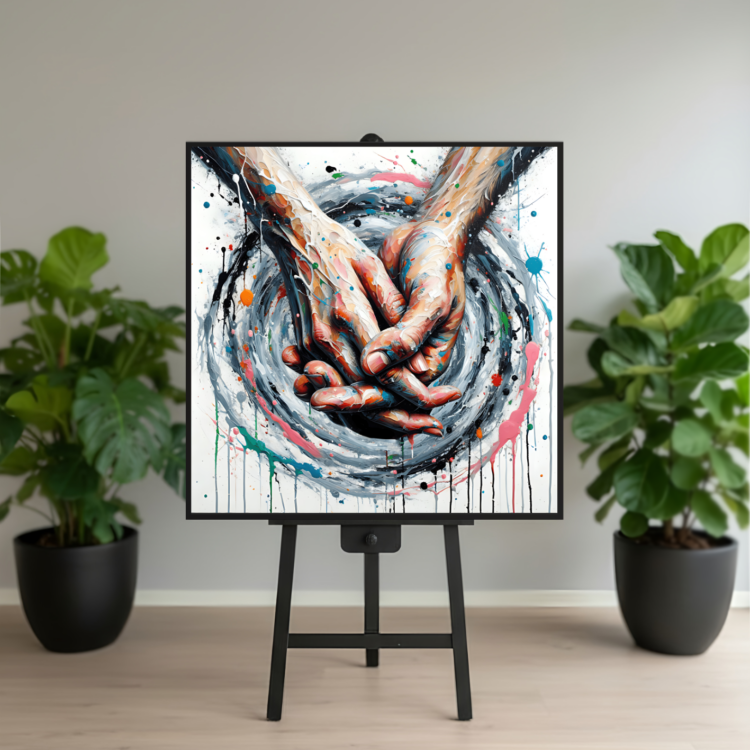 Never let go 100x100 cm lærred - Udstilling